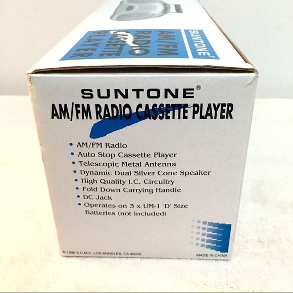 Vintage SUNTONE Cassette Player AM/FM Radio RR2400 New In Box Rare NEW - Picture 4 of 4